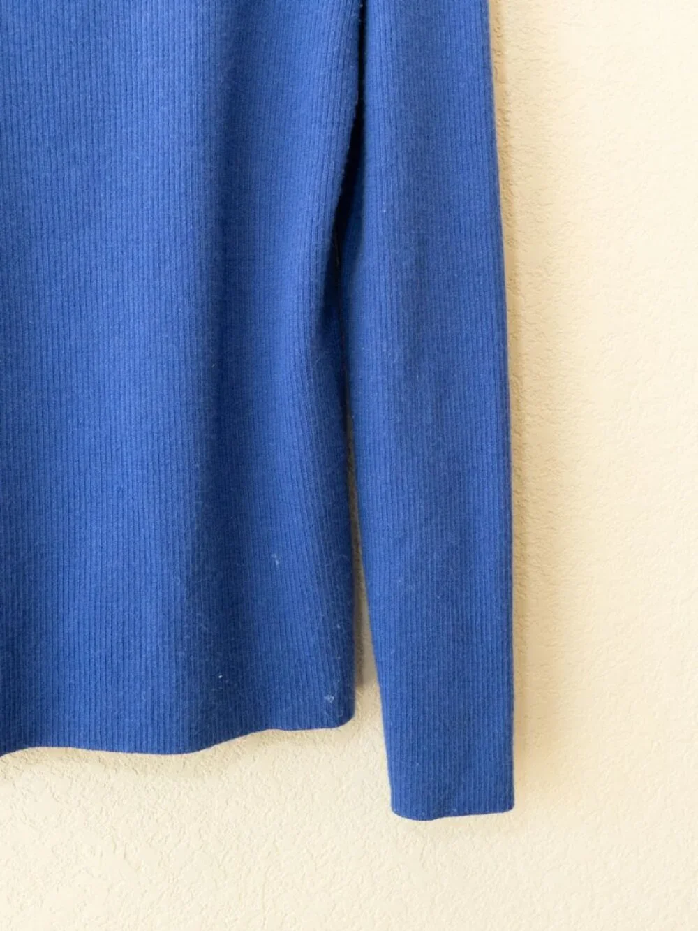 J Crew Merino Wool Blend Ribbed Sweater L Blue Long Sleeve Lightweight Knit